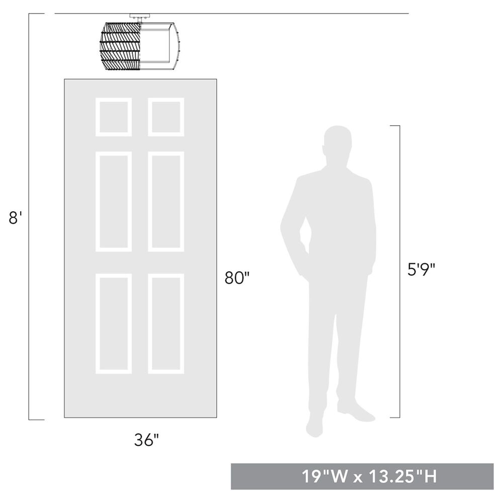 Golden Lighting Everly 4-Light Semi-Flush in Matte Black/Natural Rattan, , large