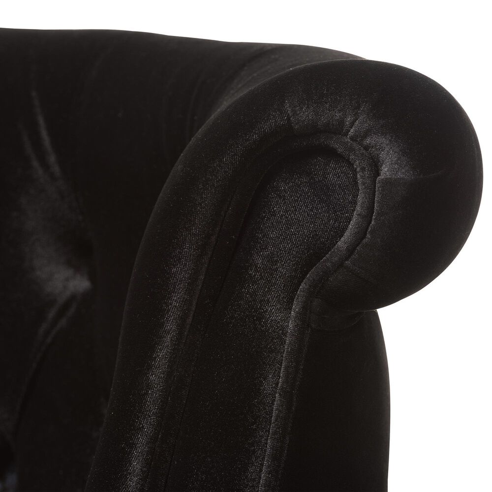 Baxton Studio Flax Stationary Loveseat in Black Velvet, , large