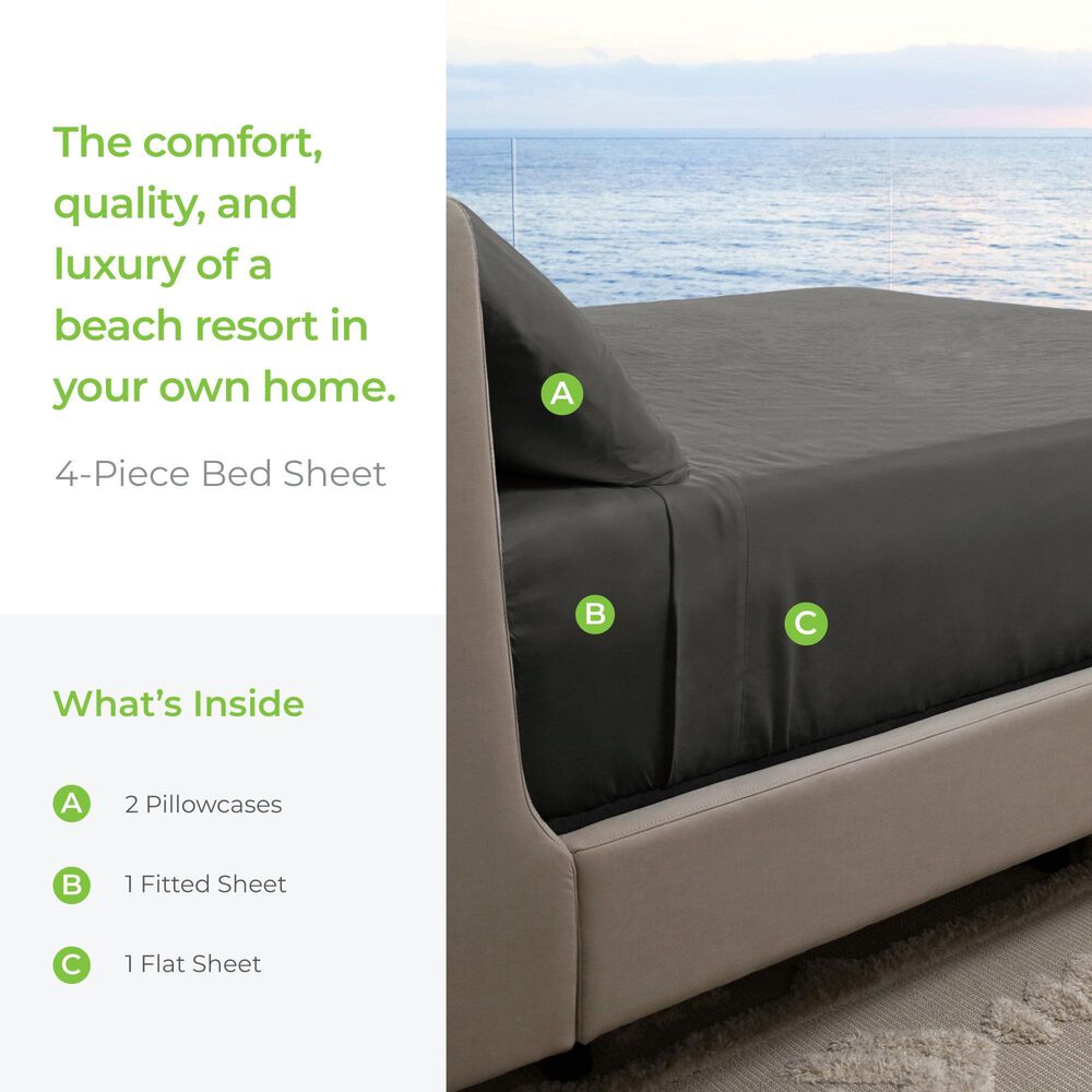 Cariloha Resort 4-Piece California King Sheet Set in Onyx, , large