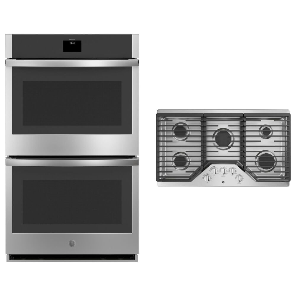 GE Appliances 2-Piece Kitchen Package with 30" Smart Built-In Double Wall Oven with No Preheat Air Fry and 36" Gas Cooktop in Stainless Steel, , large