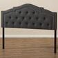Baxton Studio Edith Queen Upholstered Panel Headboard in Dark Grey, , large