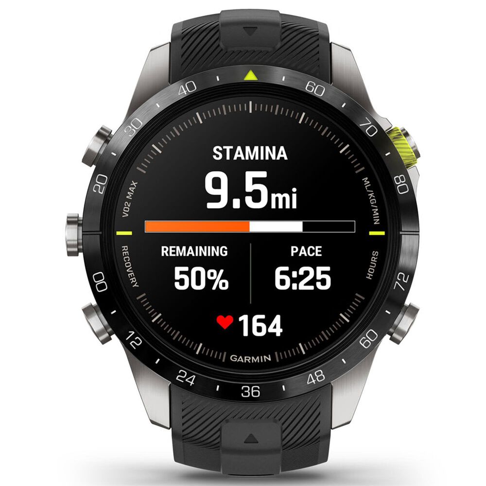 Garmin MARQ 2 Athlete AMOLED Smartwatch Grade 5 Titanium Bezel Case with Silicone Band in Black, , large