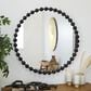Maple and Jade 36" Round Metal Wall Mirror with Beaded Detailing in Dark Gray, , large