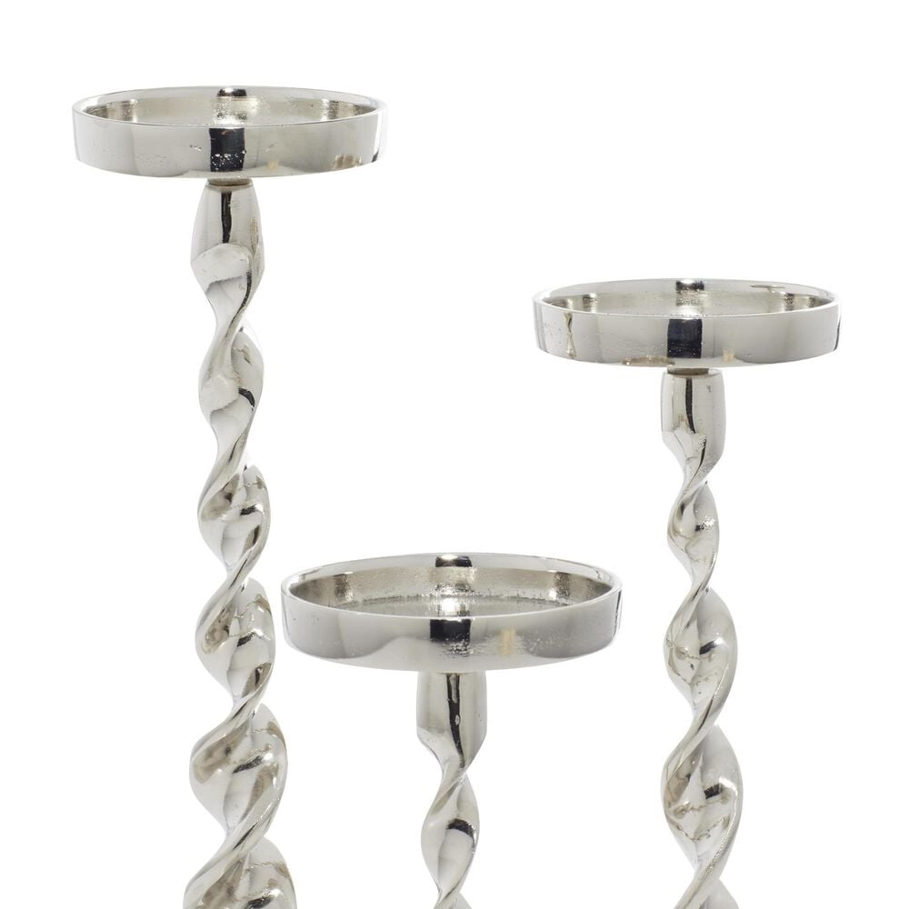 Maple and Jade Candle Holder in Polished Silver &#40;Set of 3&#41;, , large