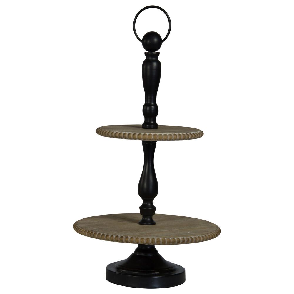 VIP Home and Garden 2-Tier Serving Tray in Black and Brown, , large