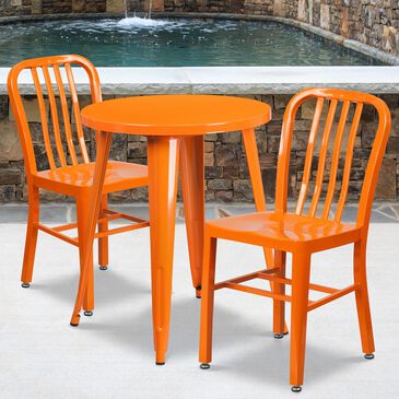 Flash Furniture 3-Piece Metal Bistro Table Set in Orange, , large