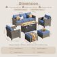 HOMLUX 6-Piece Outdoor Sofa Set in Denim Blue, , large
