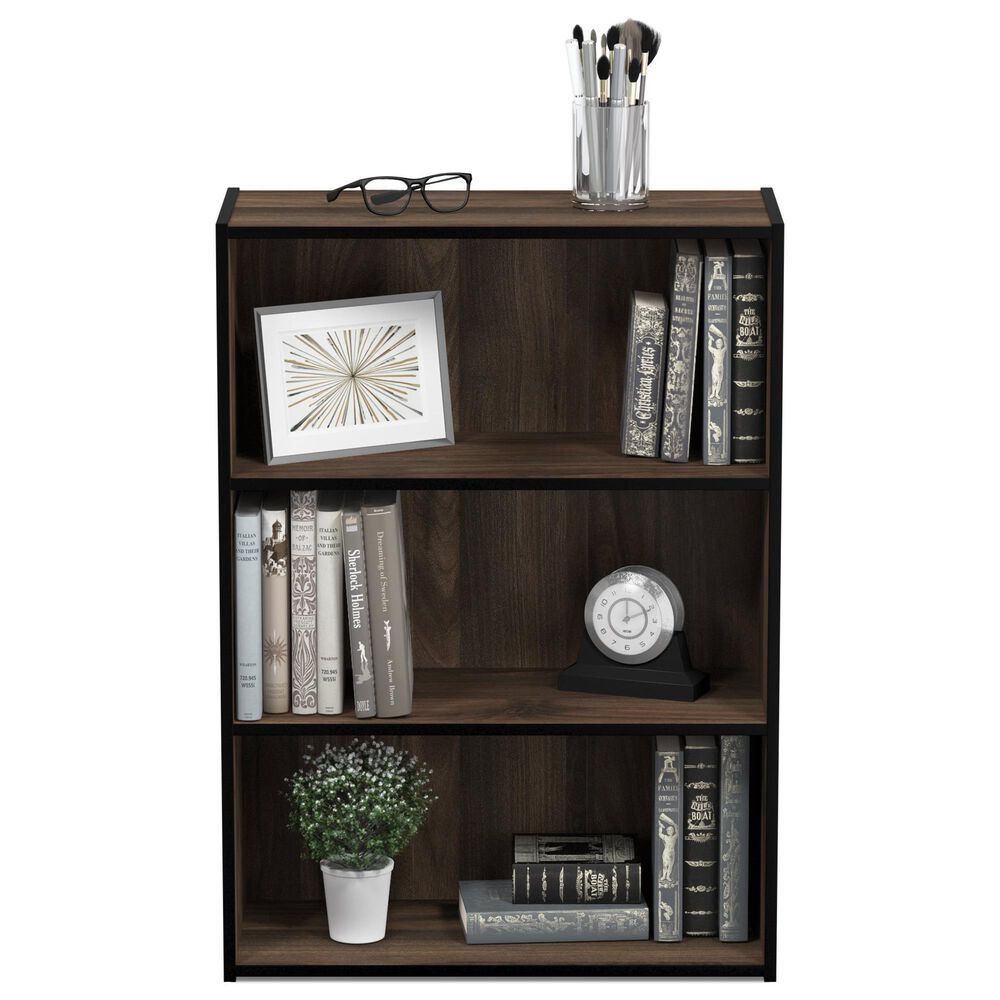 HOMLUX 3-Tier Open Shelf Bookcase in Columbia Walnut, , large