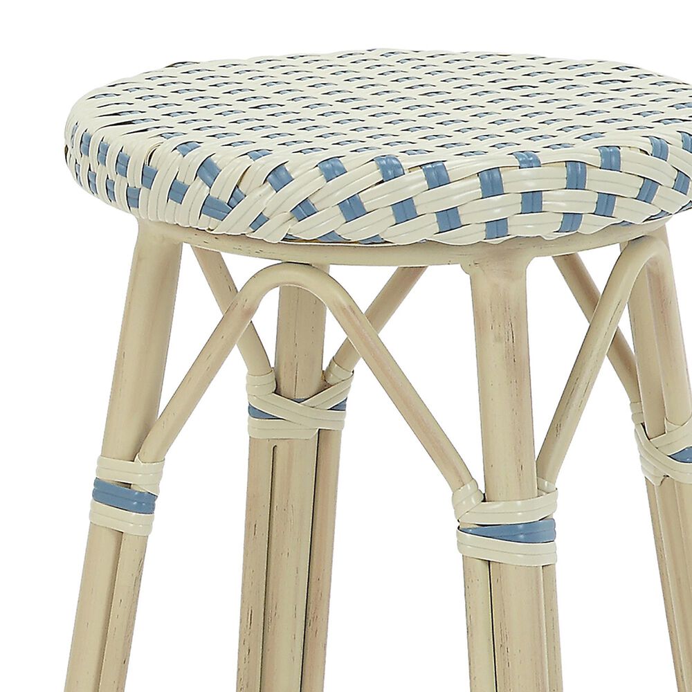 Furniture of America Eldridge 26&quot; Patio Bar Stool in Natural and Blue &#40;Set of 2&#41;, , large