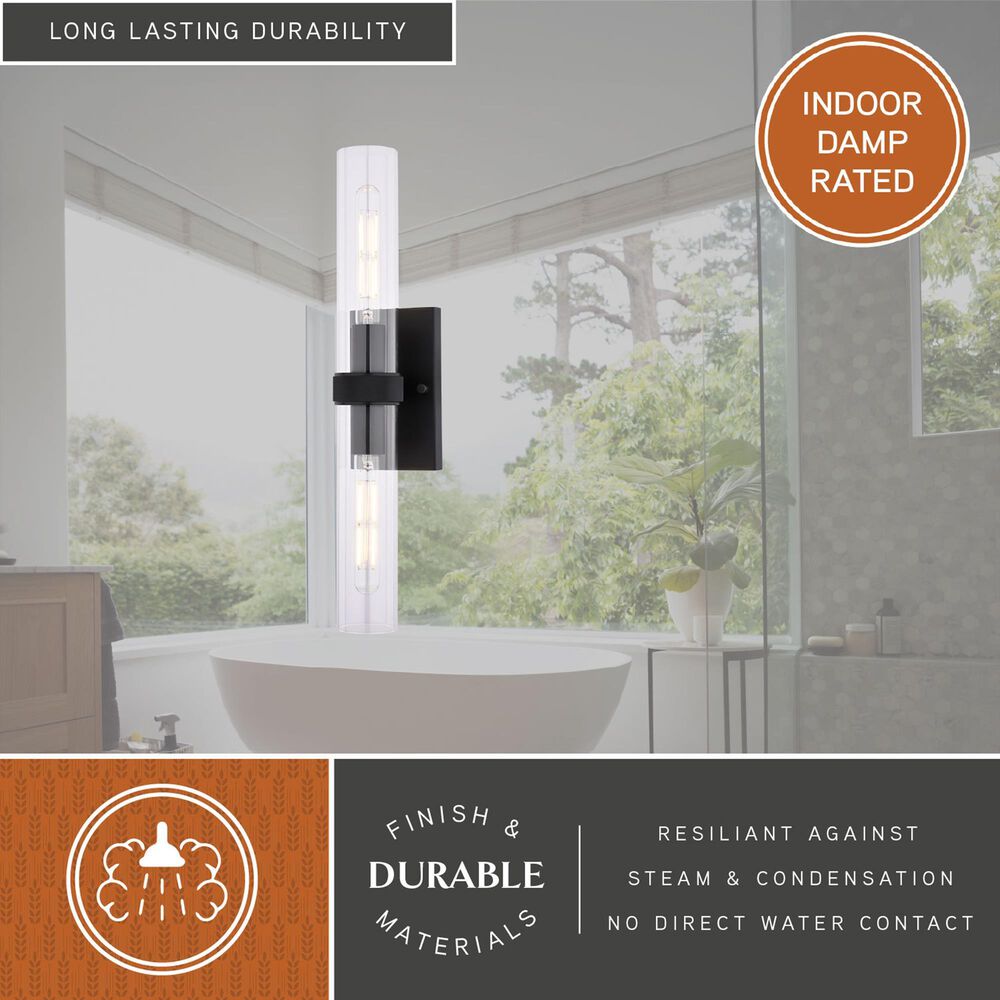 Vaxcel Bari 2-Light Wall Sconce in Matte Black, , large