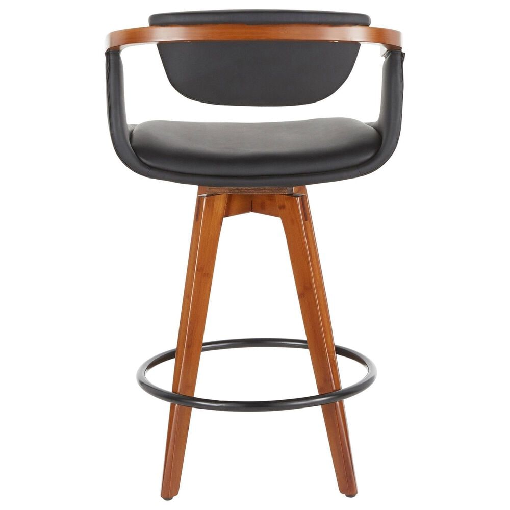 Lumisource Oracle Swivel Counter Stool with Black Cushion in Walnut and Black, , large
