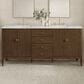 James Martin Vanities Myrrin 72" Double Vanity in Mid Century Walnut with 3 cm Carrara White Marble Top, , large