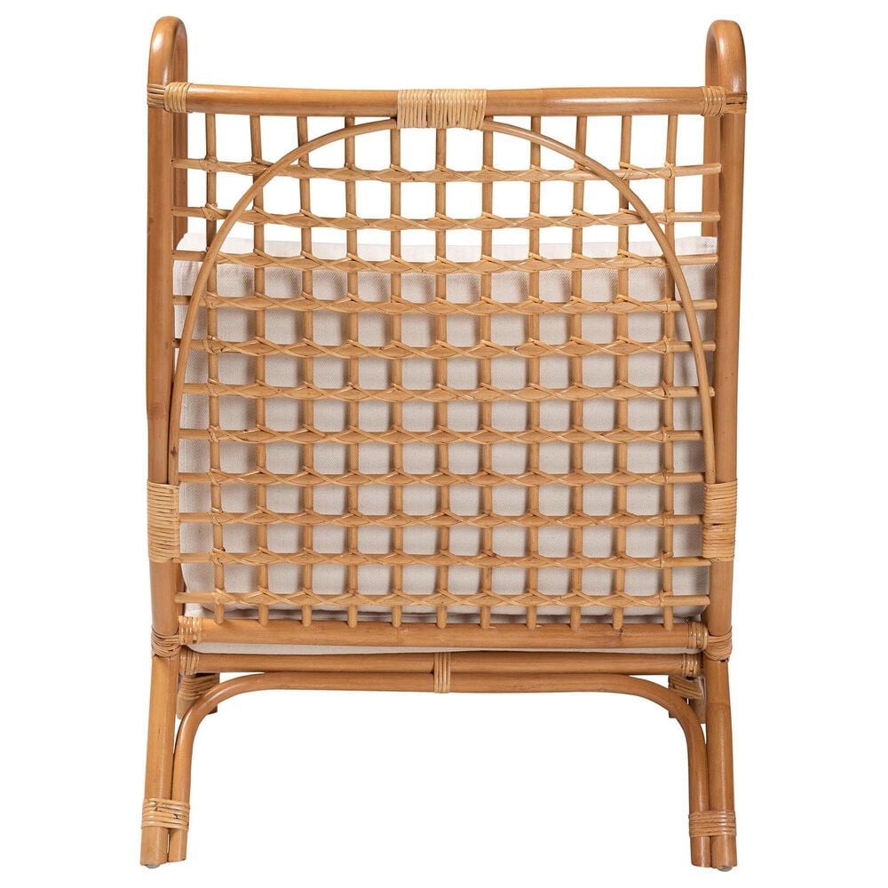 Baxton Studio Helina Accent Chair with Light Honey Rattan in White, , large