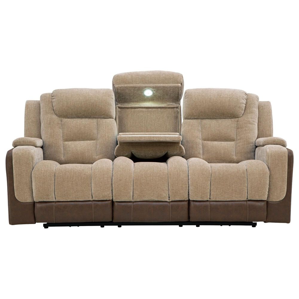 Ashley Mixed Motion Power Reclining Sofa in Brownstone, , large