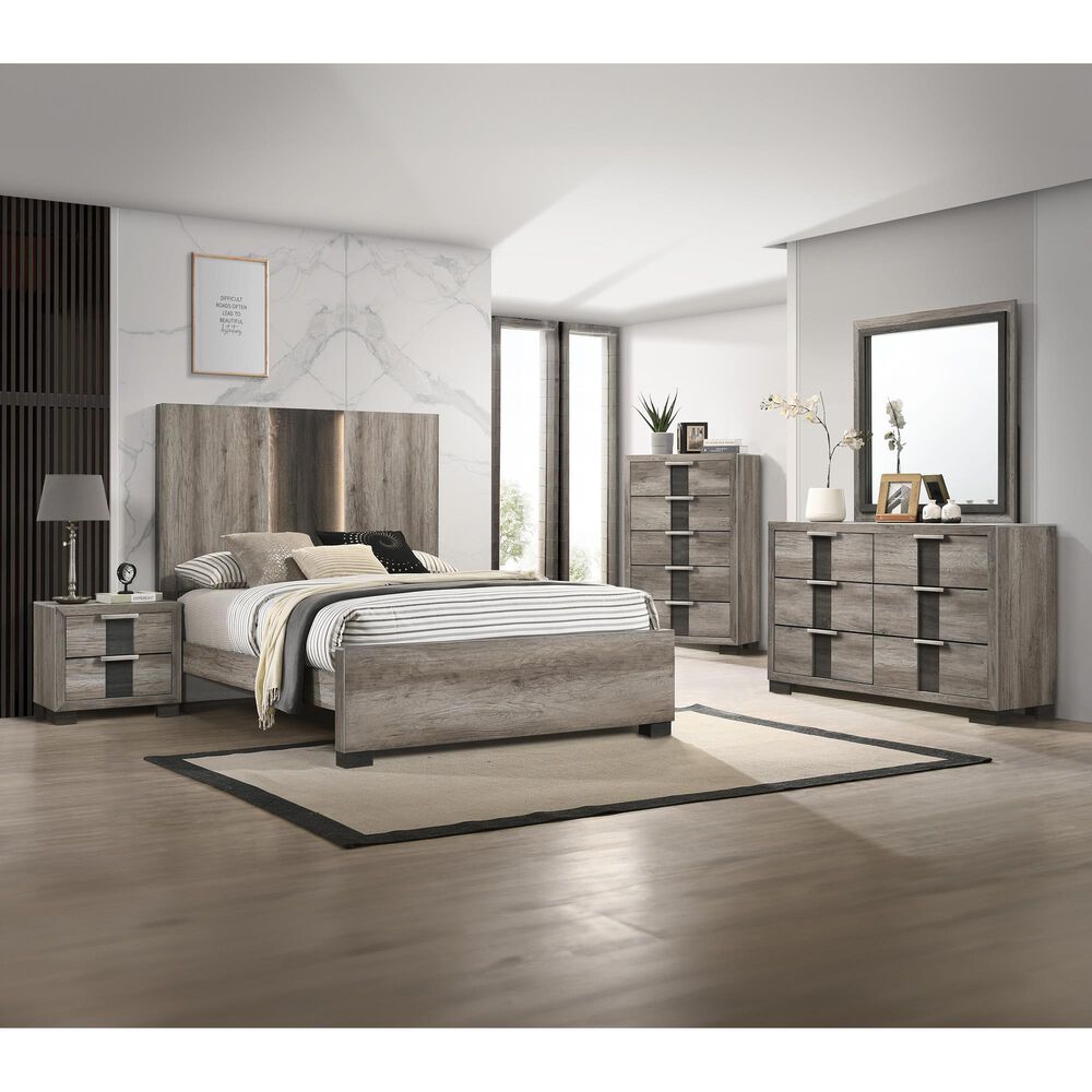Crown Mark Rangley 2-Drawer Nightstand in Grey and Black, , large