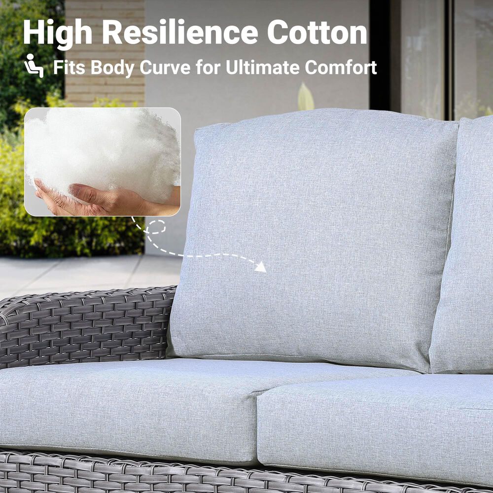 HOMLUX 4-Piece Patio Conversation Set with Grey Wicker in Gray, , large