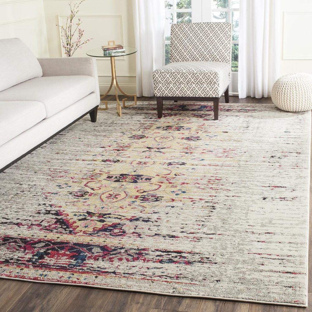 Safavieh Monaco MNC209R-1115 11" x 15" Ivory/Pink Area Rug, , large