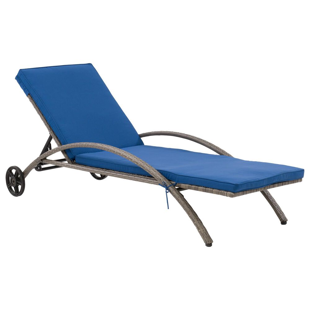 CorLiving Parksville Patio Sun Lounger in Blended Grey/Oxford Blue, , large