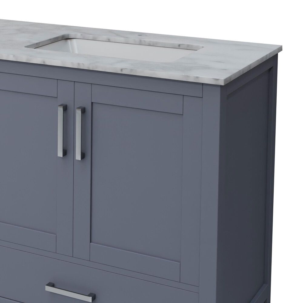 Lexora Home Jacques 72&quot; Double Bathroom Vanity in Dark Grey with 2 cm White Carrara Marble Top and Rectangular Sinks, , large