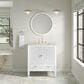 James Martin Myrrin 30" Single Bathroom Vanity in Bright White with 3 cm Charcoal Soapstone Silestone Top and Rectangular Sink, , large