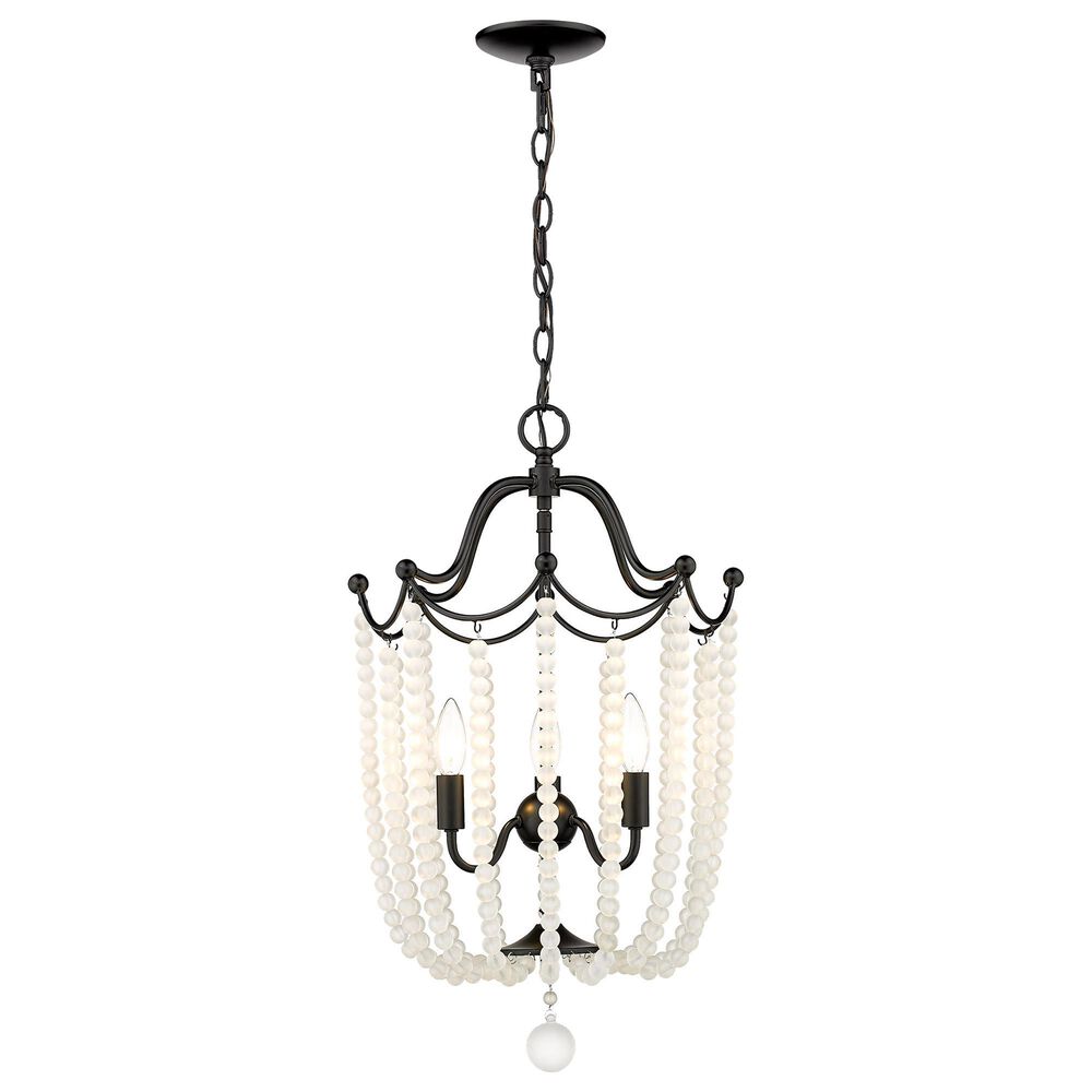 Golden Lighting Tiara 3-Light Pendant in Matte Black with Frosted Crystal Beads, , large