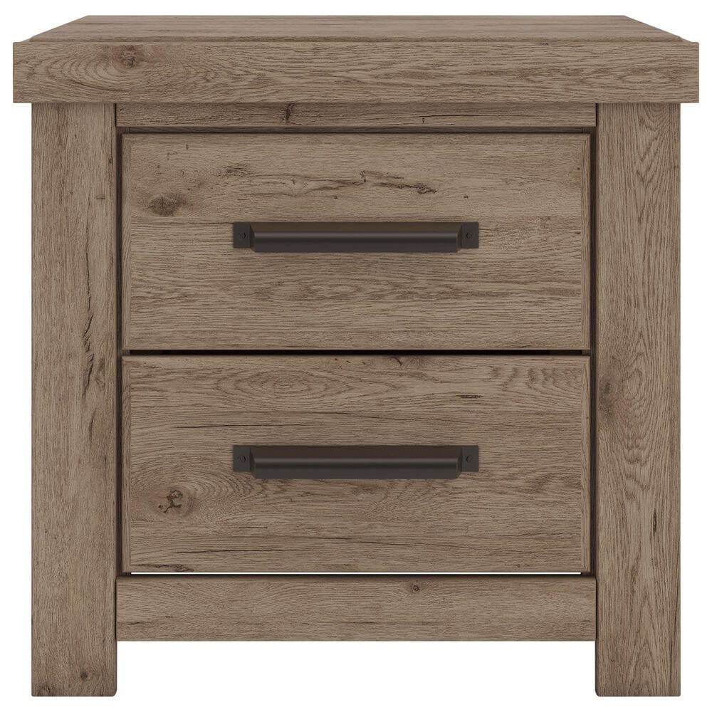 Ashley Oliandon 2 Drawer Nightstand in Light Brown with Charging Capabilities, , large