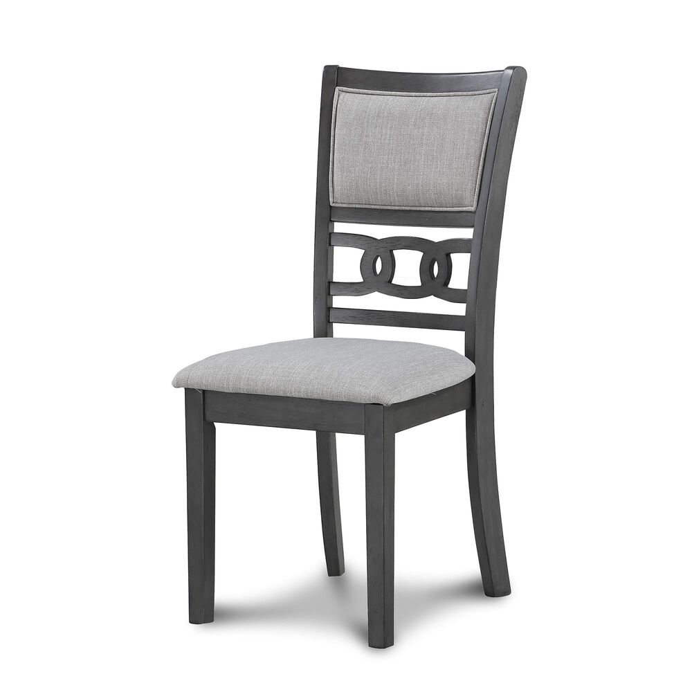 New Heritage Design Gia 47&quot; Round Storage Dining Table and 4 Upholstered Dining Side Chairs in Gray/Gray, , large