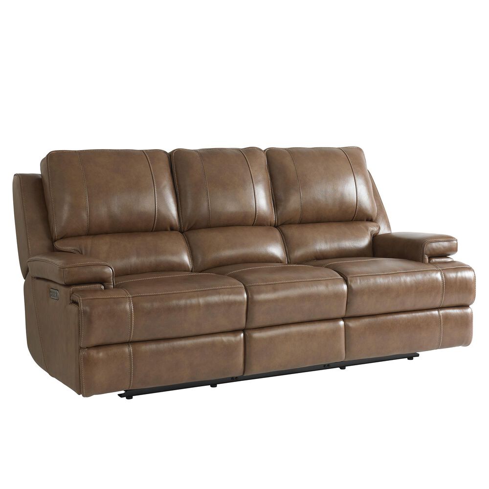 Bassett Parker Power Reclining Sofa with Headrest and Lumbar in Umber, , large
