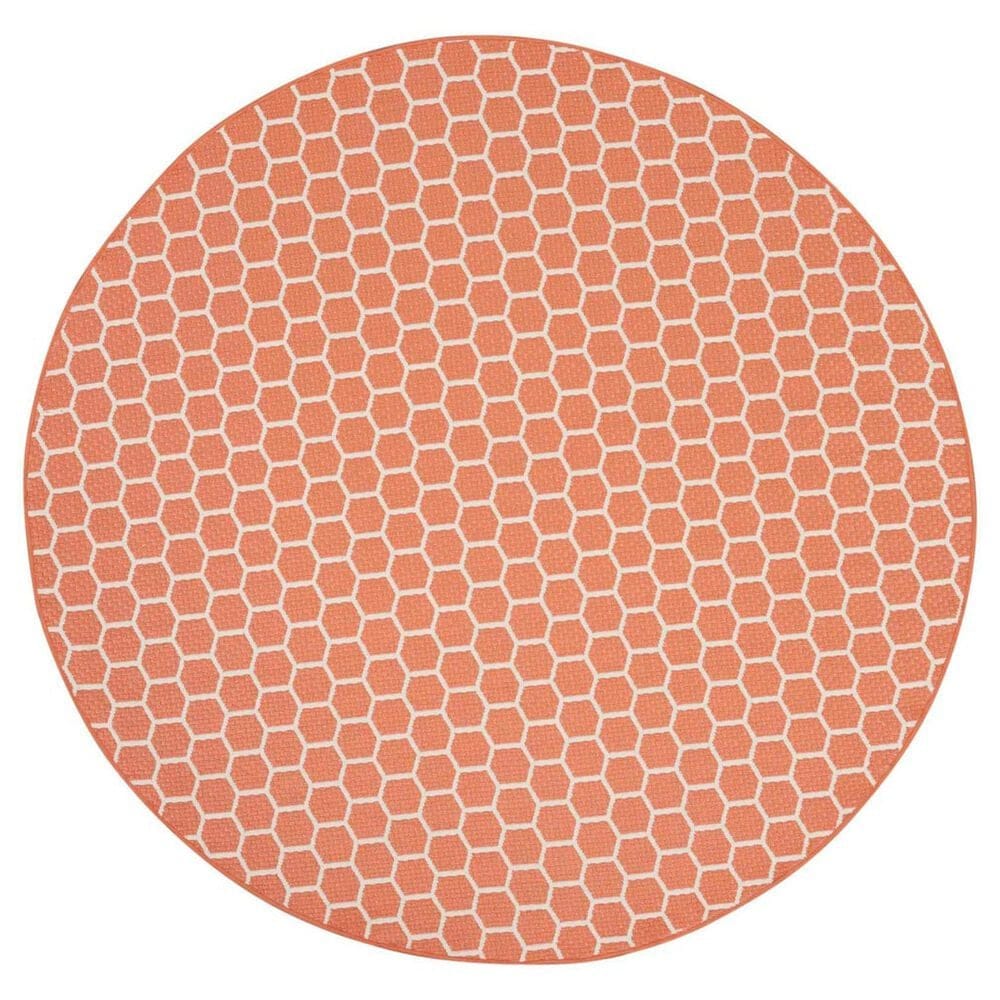 Nourison Twist Reversible 8" Round Coral Indoor/Outdoor Area Rug, , large