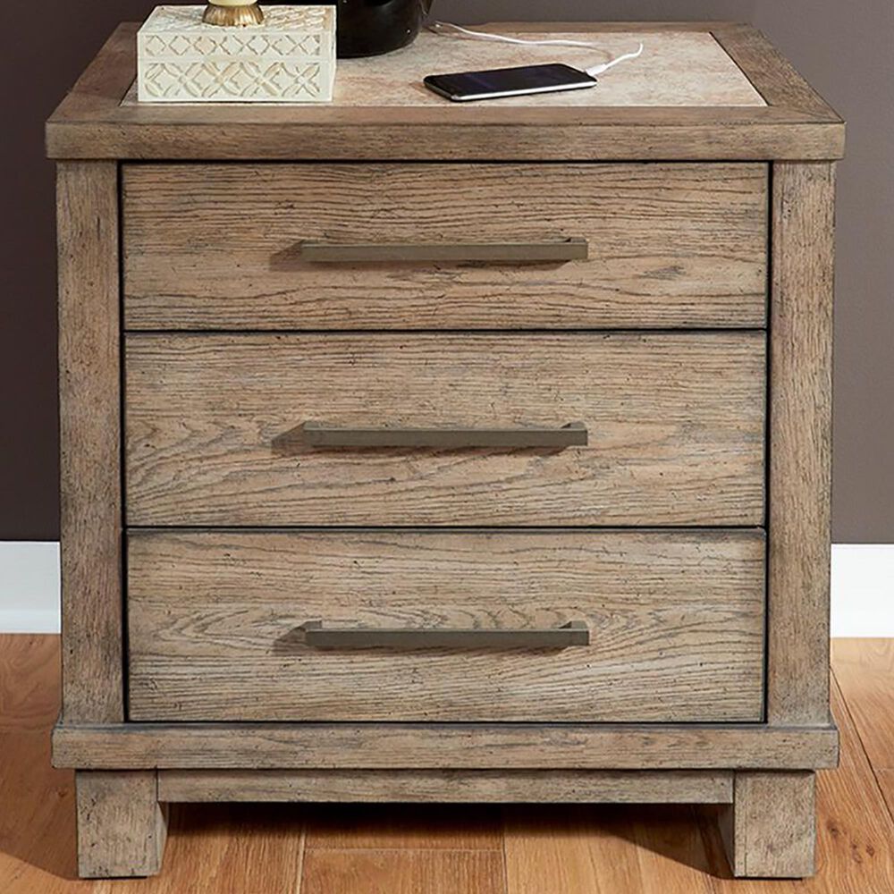 Belle Furnishings Canyon Road 3 Drawer Nightstand in Burnished Beige, , large