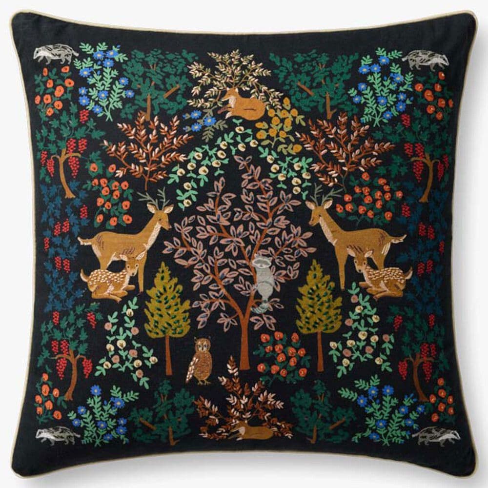 Loloi Woodland 22" Square Throw Pillow in Black and Multicolor, , large