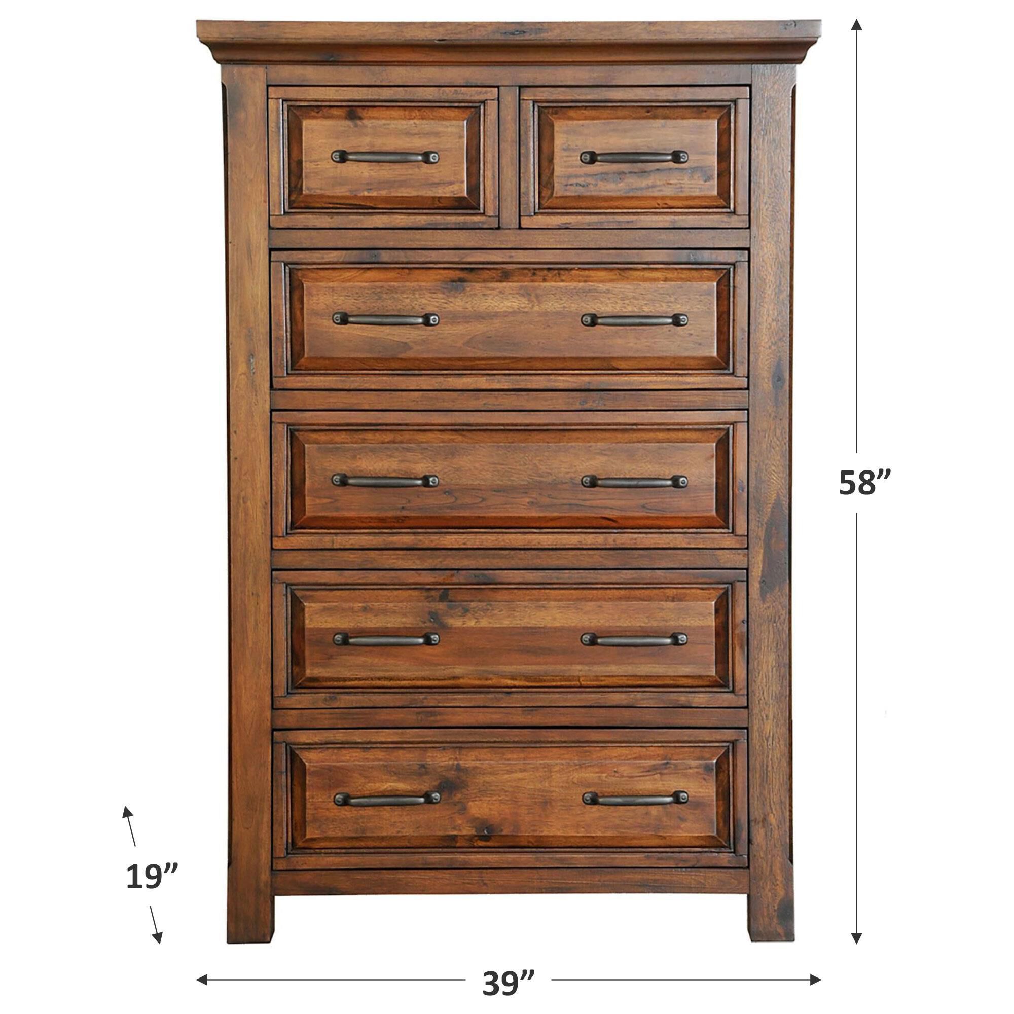 美品♡Drawer リネンピークドラペルジレ ベスト　シルク　オレンジ　36 Cedar and Sage Hill Crest 6-Drawer Chest in Dark Chestnut