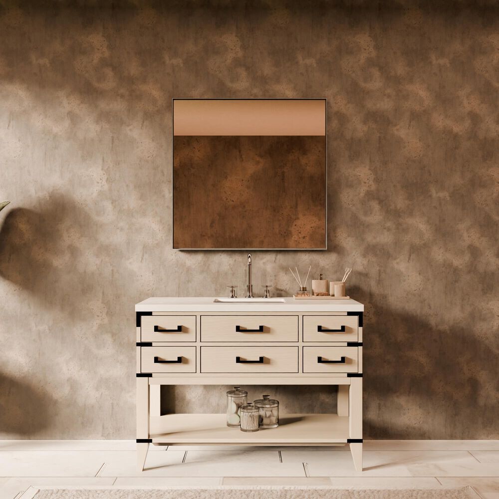 Lexora Home Norwalk 48" Single Bathroom Vanity in White Oak with White Cultured Marble Top and Rectangular Sink, , large