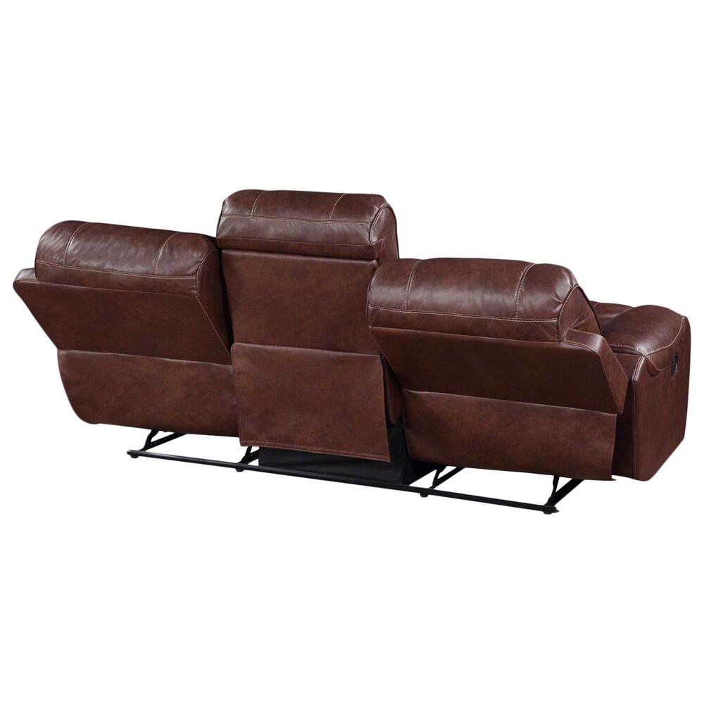 Crystal City Keily Manual Reclining Sofa with Dropdown Table in Brown, , large