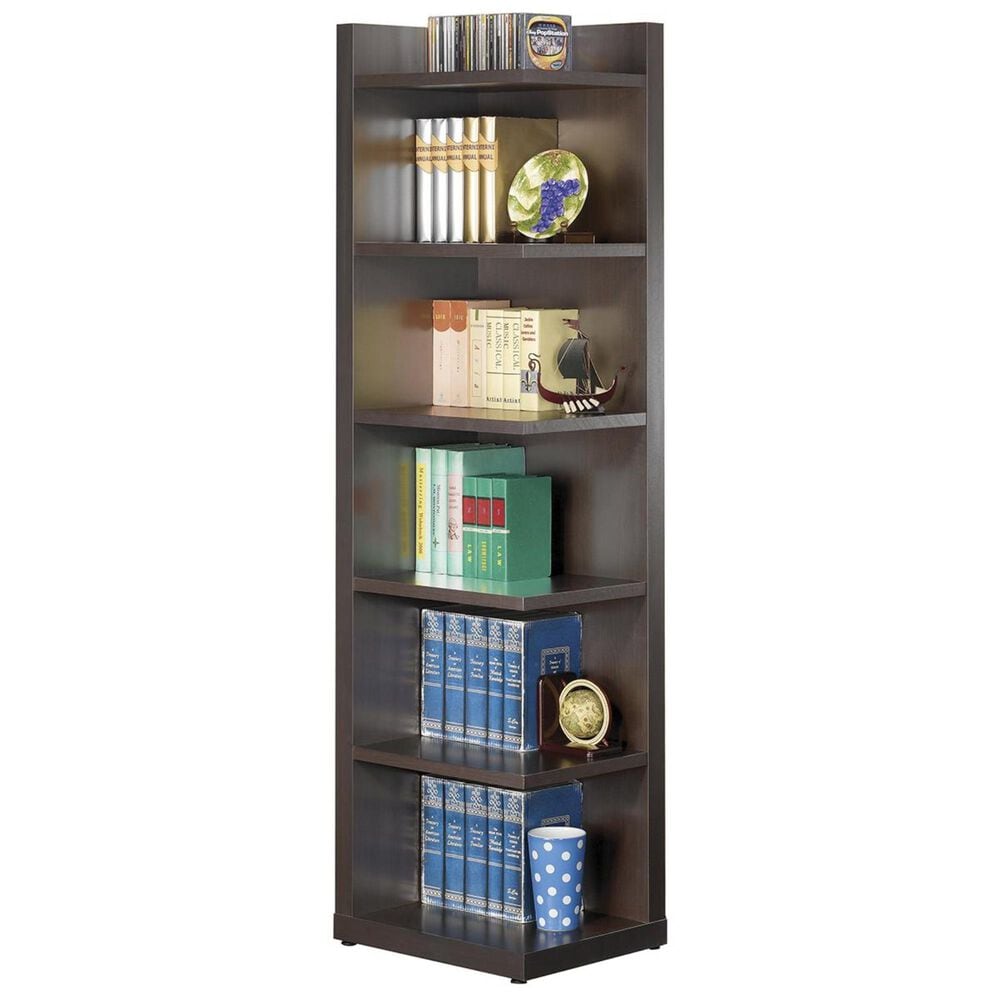 Pacific Landing Corner Bookcase in Cappuccino with Open Side, , large