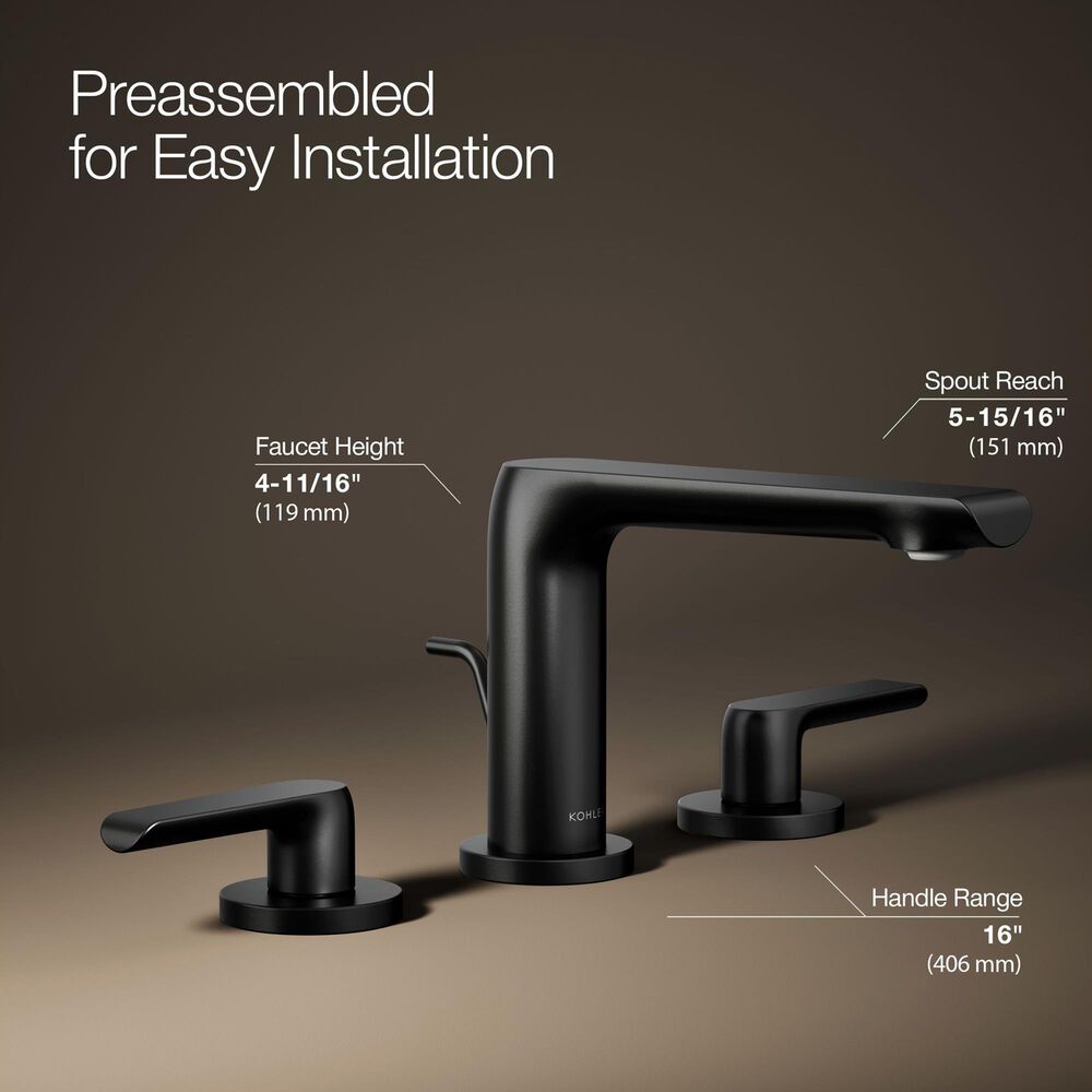 Kohler Avid Widespread Bathroom Sink Faucet in Matte Black, , large