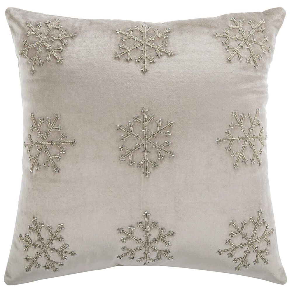 Safavieh Sydnee Snowflake Square Pillow in Beige/Silver, , large