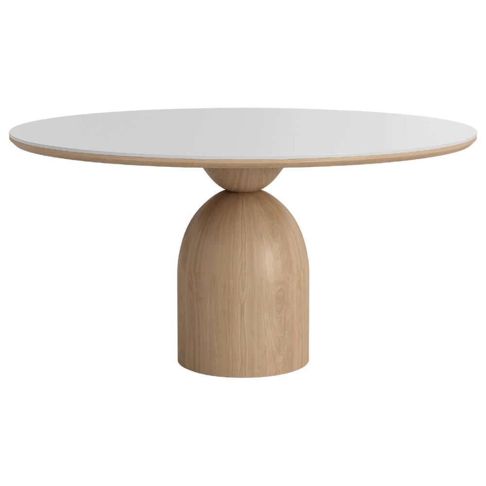 CASABIANCA HOME Andrea Wood and Ceramic Pedestal Dining Table, , large