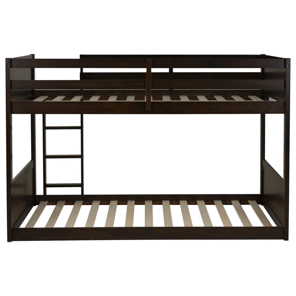 Linon Home Decor Darcy Low Profile Twin over Twin Bunk Bed in Espresso, , large