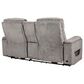 Aurora Furnishings Power Reclining Console Loveseat with Power Headrest in Arica Pewter, , large