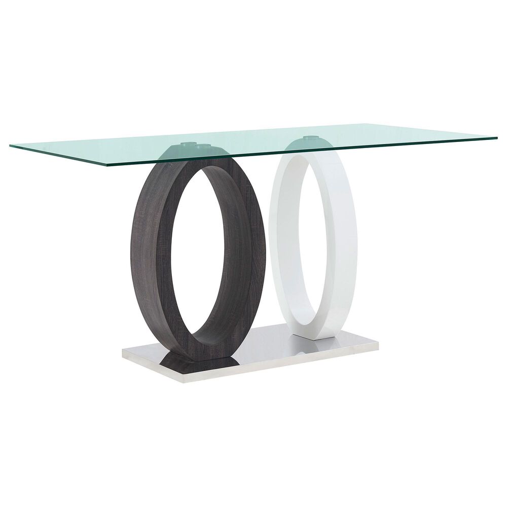 Global Furniture USA Dining Table in White, Silver, Dark Grey and Clear - Table Only, , large