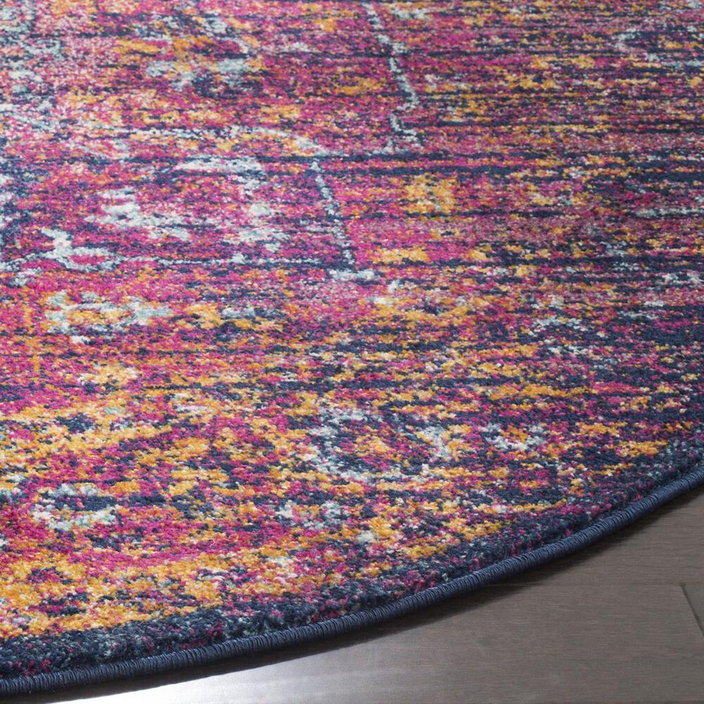 Safavieh Evoke EVK275F-5R 5&#39;1&quot; Round Blue/Fuchsia Area Rug, , large