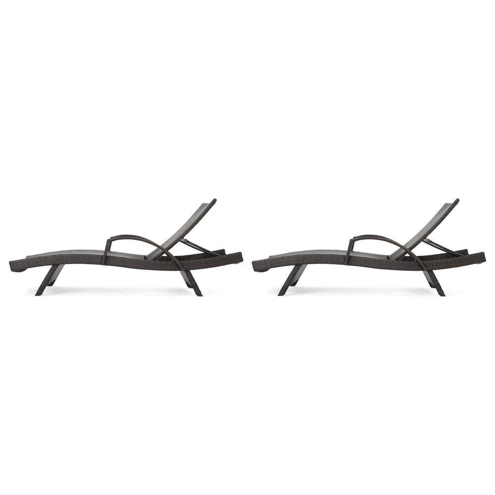Noble House Salem Patio Chaise Lounge in Multi-Brown &#40;Set of 2&#41;, , large