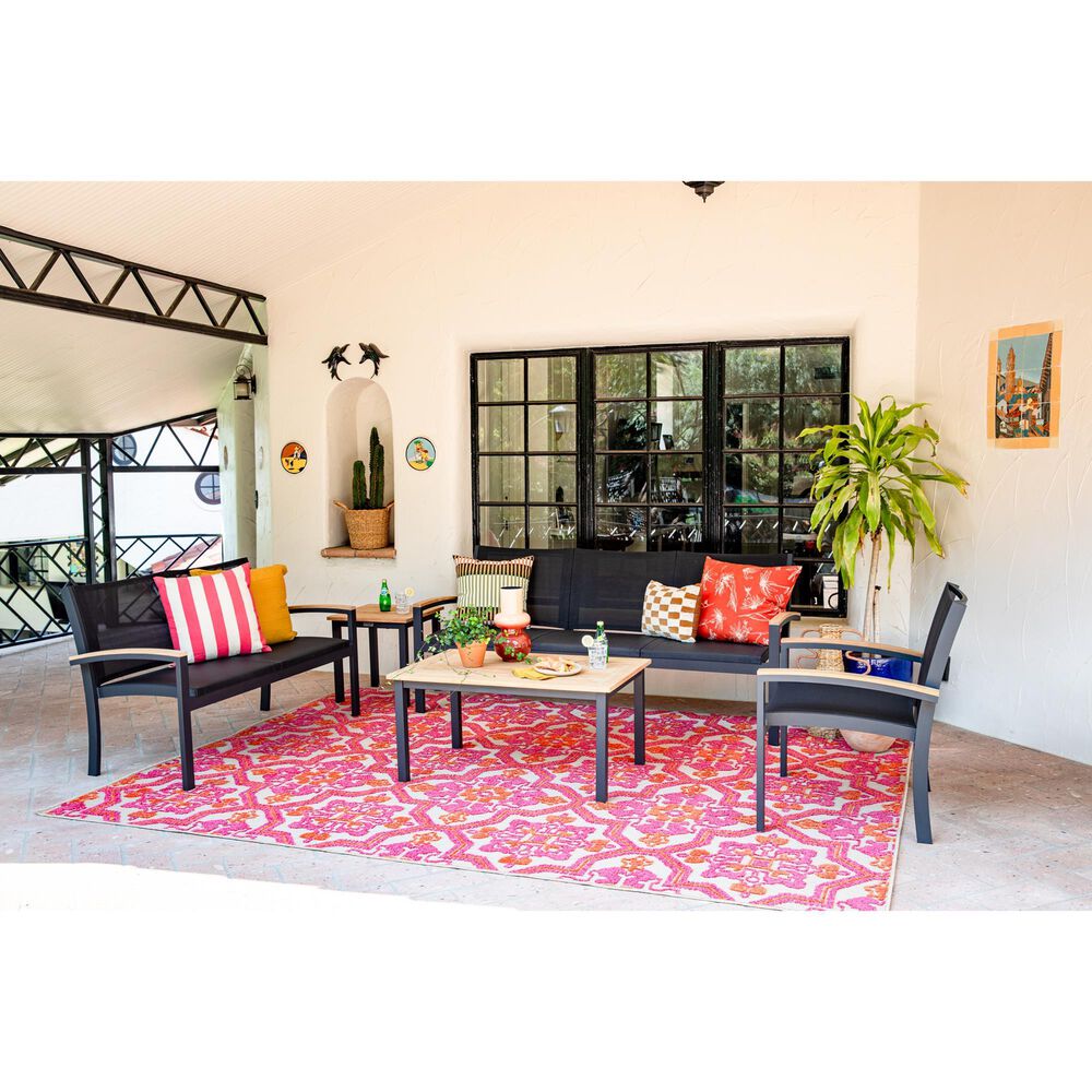 Three Birds Casual Tribeca Patio Stacking 2-Seater Settee in Black, , large