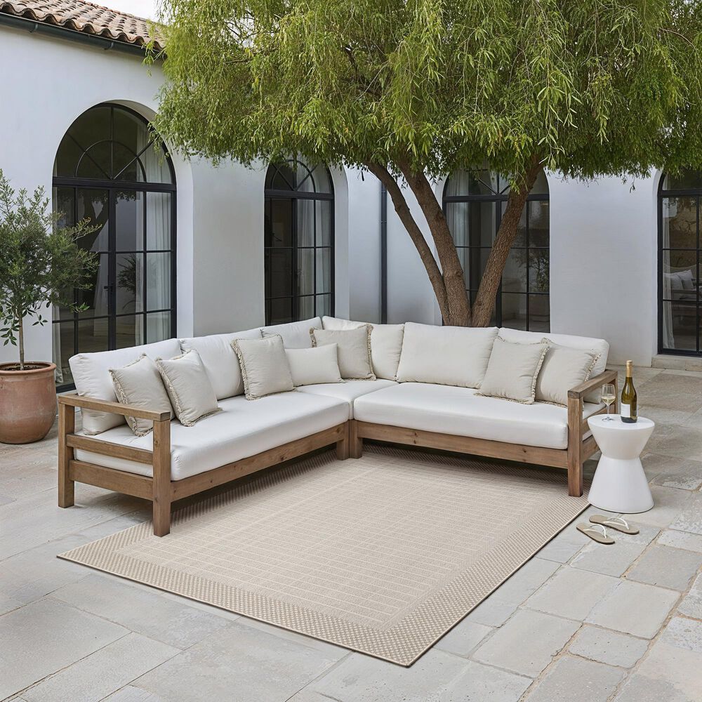 ROW by Oriental Weavers Zarina ZAR04 Beige and Ivory 1'10" x 7'6" Indoor/Outdoor Runner, , large