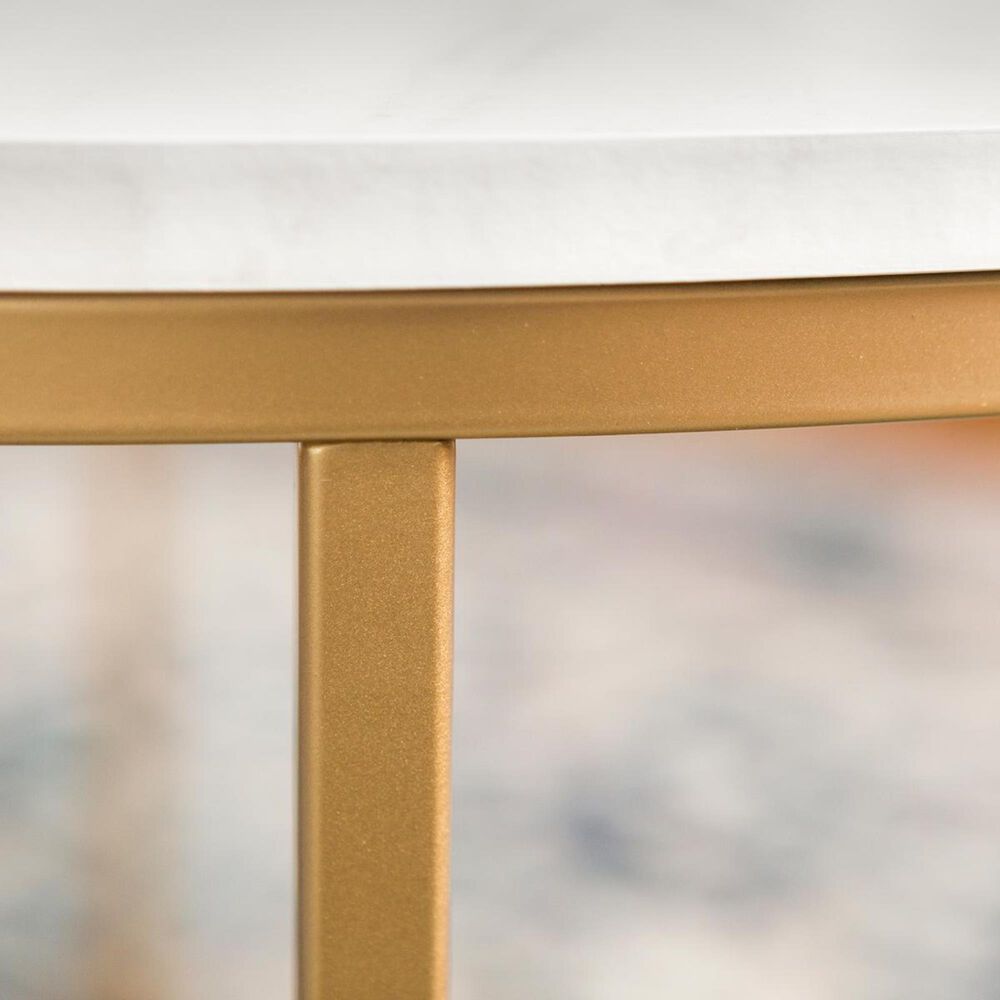 Walker Edison Alissa Coffee Table in Faux Marble and Gold, , large