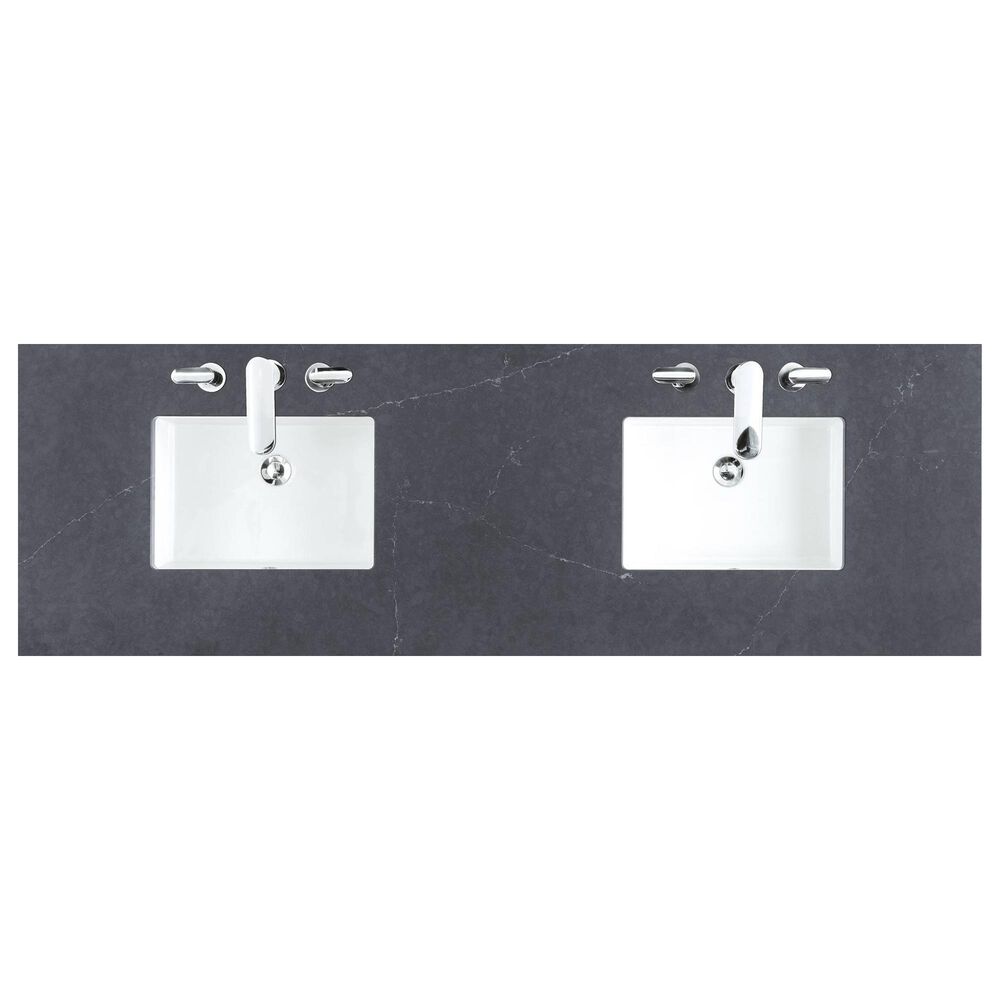 James Martin Vanities Portland 72&quot; Double Bathroom Vanity in Whitewashed Walnut with 3 cm Charcoal Soapstone Quartz Top and Rectangular Sinks, , large