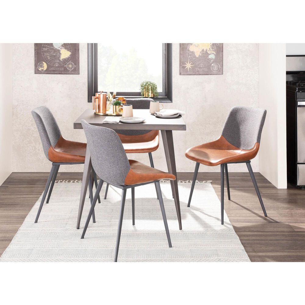 Lumisource Outlaw Side Chair with Brown and Grey Cushion in Black (Set of 2), , large