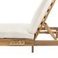 HOMLUX Patio 2-Person Chaise Lounge with Folding Side Tables and Light Teak Frame in Beige, , large