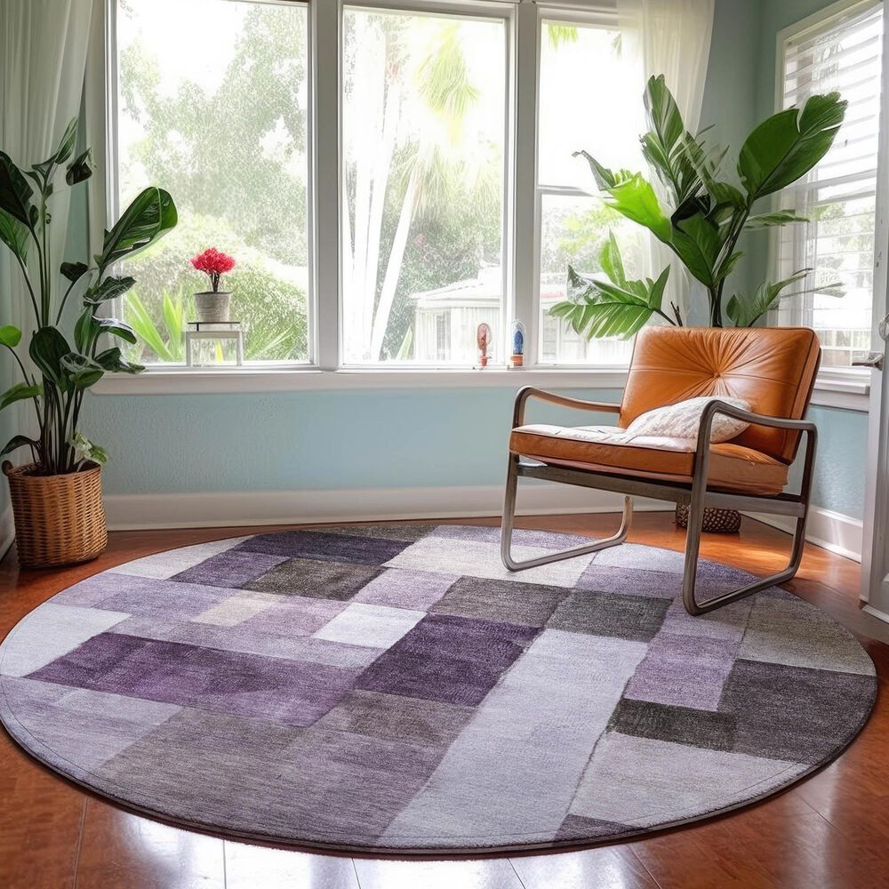 Dalyn Rug Company Neo NO15 8&#39; Round Eggplant Area Rug, , large